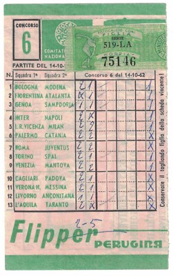 Card Totocalcio advertising cones Perugina year 1962/1963 no. 06
