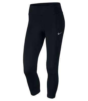 Nike Women's Power Essential Mid-Rise Running Crops Pants 831657 011 Black 