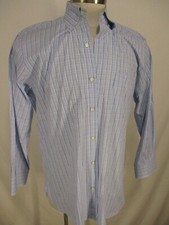 Paul Stuart Blue Plaid Long Sleeve Cotton Shirt L
