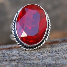Garnet Gemstone 925 Sterling Silver Handmade Ring Valentine Jewelry Gift C-590