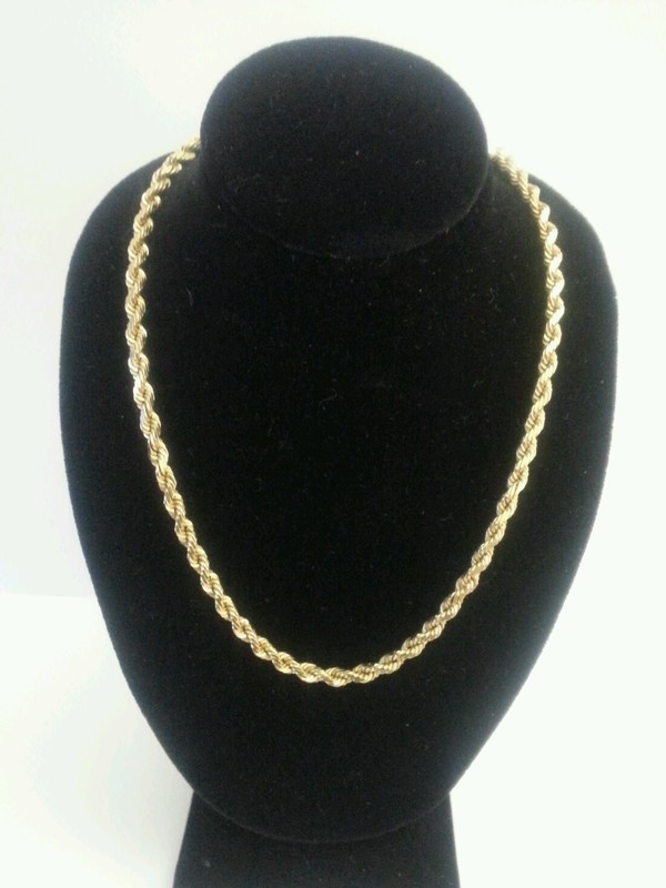 14k YELLOW GOLD ROPE NECKLACE LINK 19.5" CHAIN