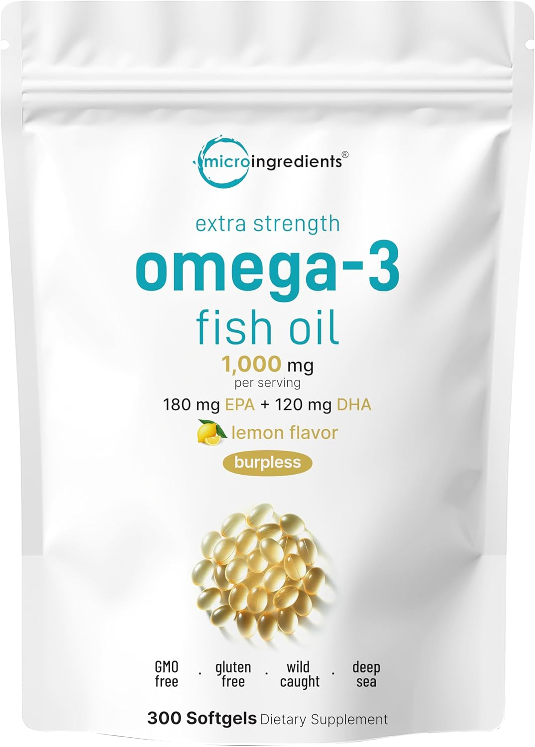 Extra Strength Omega 3 Fish Oil Supplements 1,000Mg per Serving, 300 Softgels |