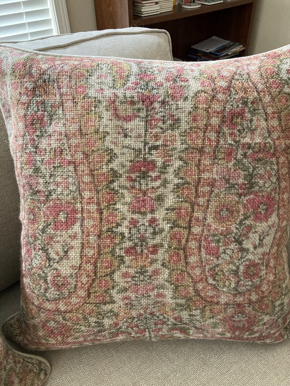 Pottery Barn pillow covers, set of 2, 22x22, paisley print, red and tan