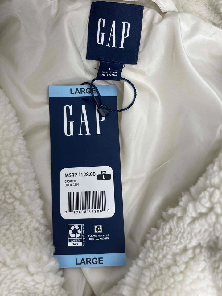 NUEVO CON ETIQUETAS Gap Mujer Marfil Doble Pecho Chaqueta de Peluche Talla Grande Sherpa Acogedor Abrigo Foto 4 de 4