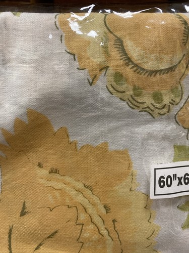 Country Living 60" x 60" Tablecloth Orange & Green Floral 100% Cotton India-New - Picture 5 of 12