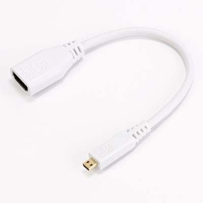 offizielles Raspberry Pi 4 Micro HDMI Adapterkabel D-Stecker - A-Buchse, weiß