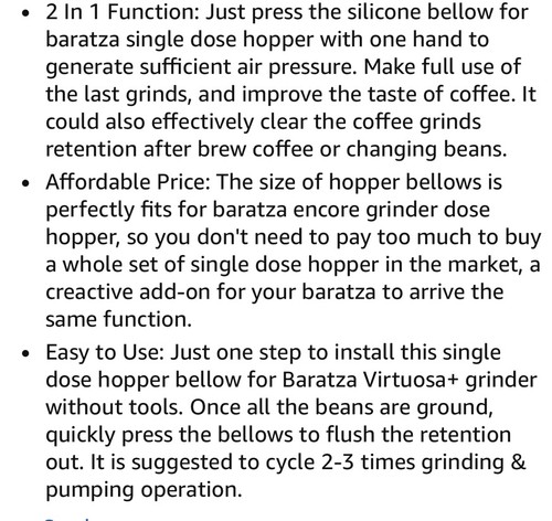 Aieve Soffietto Caffettiera Silicone Compatibile con Macinacaffè Baratza Encore - Foto 3 di 4