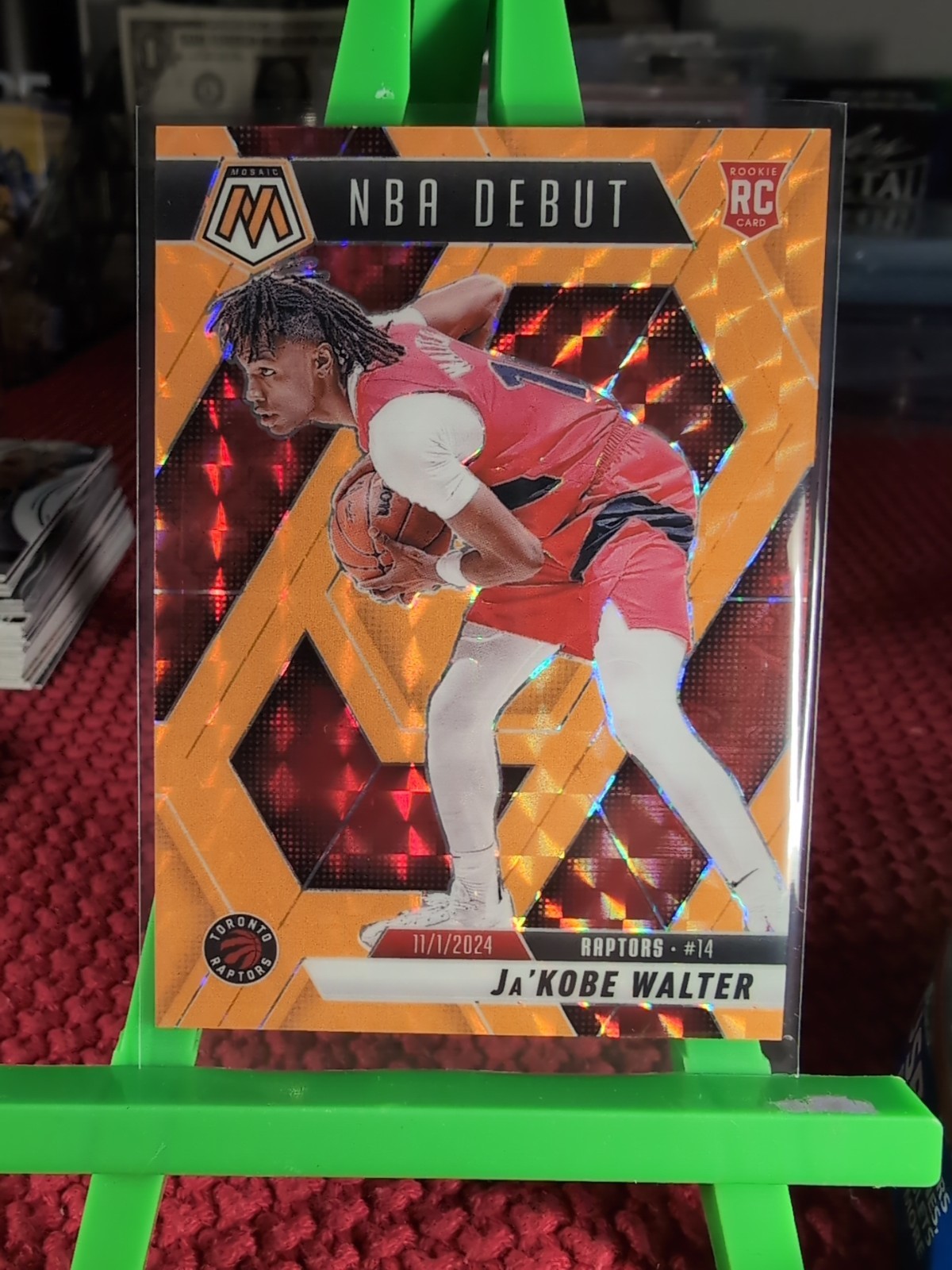2024-25 Panini Mosaic NBA Debut Orange Fluorescent #18/25 Ja'Kobe Walter No. 253