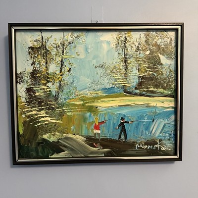 Morris Katz Original Oil Painting 16'' X 20'' Landscape Waterfall Mountains