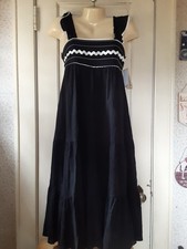 Rewind Junior Sleeveless Black/White Lined Maxi Dress Size Small  NEW WITH TAGS