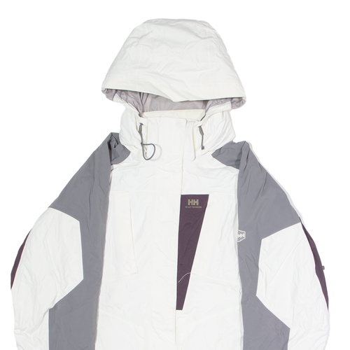 HELLY HANSEN Womens Ski Jacket White Hooded Colourblock M - Picture 2 of 6
