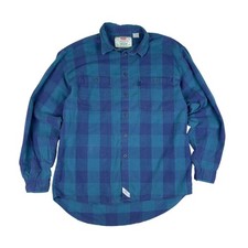 Vtg 90s Levi's Modern Authentics Flannel Shirt Men's L Blue Green Plaid