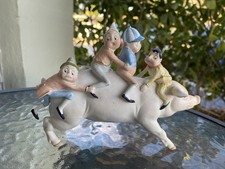 Rare Palmer Cox Brownies  Riding A Pig  German Bisque Figures