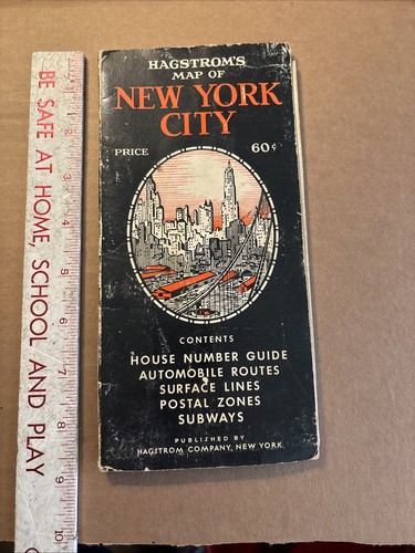 Vintage Map Hagstrom's New York City 1940’s house number guide subway