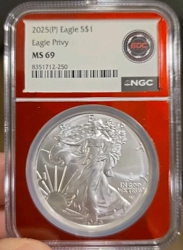 2025 P Silver Eagle PRIVY NGC MS 69 RED BACK