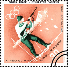 Hungary #Mi2379A Used 1968 Grenoble Winter Games Biathlon Rifle Skiing [1872]