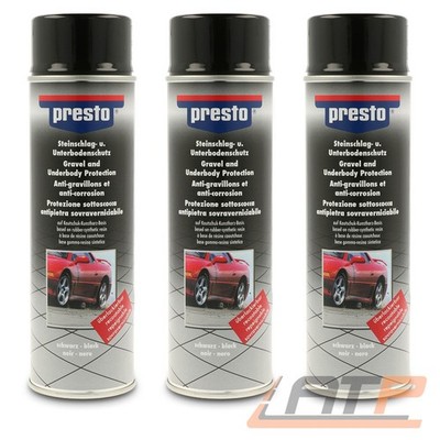 3x 500ml PRESTO STEINSCHLAGSCHUTZ UNTERBODENSCHUTZ UBS SCHWARZ ÜBERLACKIERBAR