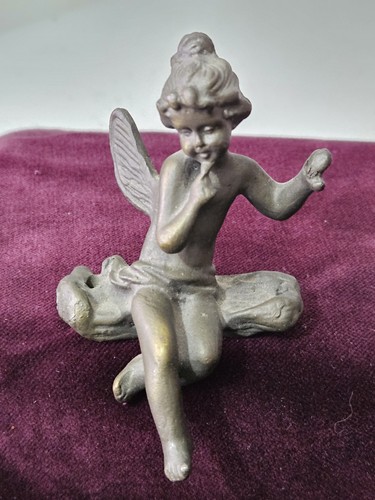 Angel On Swing Garden Girl With Wings Figurine Cast Iron