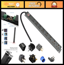 Universal PDU Power Strip Rack Mount, UK Adaptable Socket, US/AU/EU Compatible O