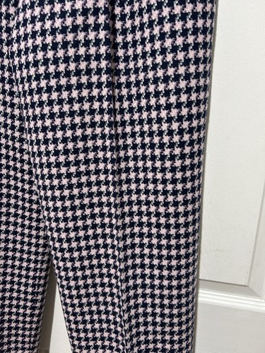 Vintage 100% Wool Pendleton Houndstooth Pants 12 Trousers Navy Pink OM Preppy - Picture 3 of 6