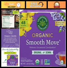 Organic Smooth Move Tea with Senna - Relieves Constipation Overnight, 48 Bags