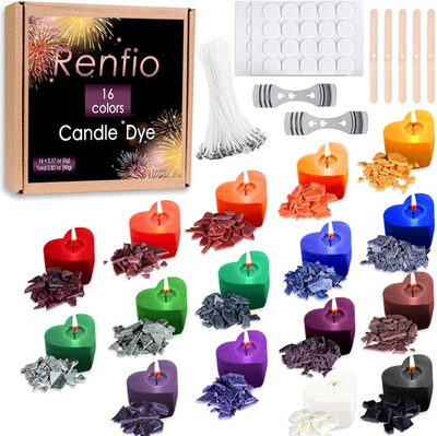 #ad Renfio 16 Color Candle Dye Chips 0.17oz Each – Highly Concentrated for Wax $23.62