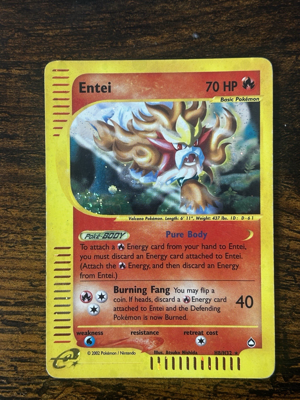 2003 Pokemon Aquapolis Entei Holo H8/H32 SWIRL MP