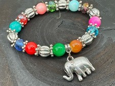Multiple Colors Beaded Stretchy Elephant Charm Bracelet