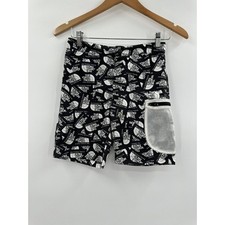 The North Face Boy  s Medium Black And White All Over Print Swim Shorts
