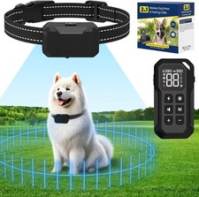 Electric 2-in-1 Wireless Dog Fence Training Collar, w. Charging Base