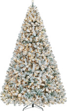 9Ft Pre-Lit Artificial Christmas Tree with Incandescent Warm White Lights, Snow 