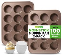 Nutrichef Muffinform 2Er-Pack Karbonstahl Antihaft FüR 12 Muffins