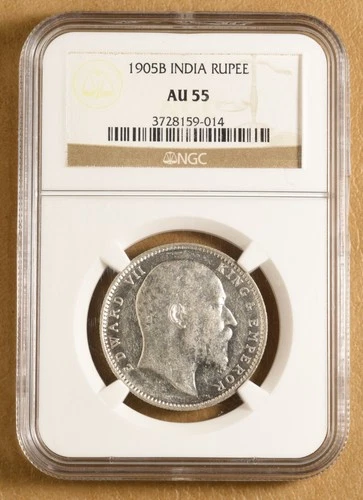 1905 B British India Rupee NGC AU55