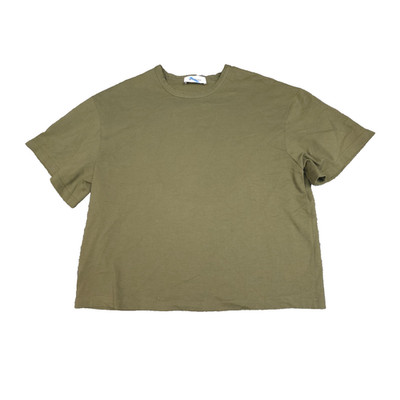 Matteau Shirt Womens 10 green cotton short sleeve cropped casual Size 10