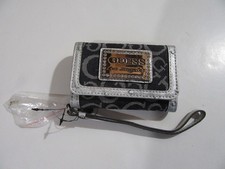 Guess Womens Taluca Vintage Small Signature Wristlet Wallet Denim Blue