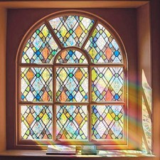 Window Privacy Film, Static Cling Stained Glass Window Film Decorative, Non-A...
