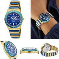 Timex Q Timex Malibu Blaues Zifferblatt Edelstahl Erweiterungsband Uhr Neu R8...