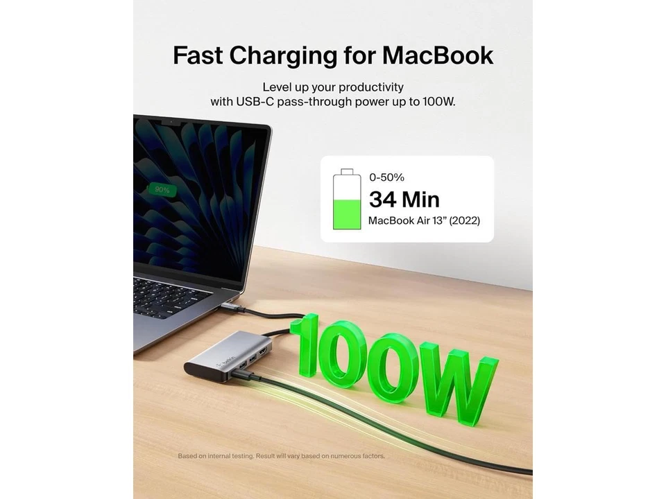 Belkin USB-C Hub - 4-in-1 Multi-Port Adapter Laptop Docking Station with 4K - Image 3 of 4