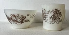 Fire King DAVY CROCKETT Frontier VTG Children's Bowl & Mug Set - BROWN