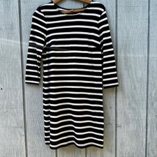 Old Navy Womens Striped T-Shirt 100% Cotton Dress Black White 3/4 Sleeve Size S