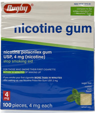 Rugby Nicotine Gum 4 mg Coated Mint Flavor Sugar-Free 100 Count New Exp 01/2029