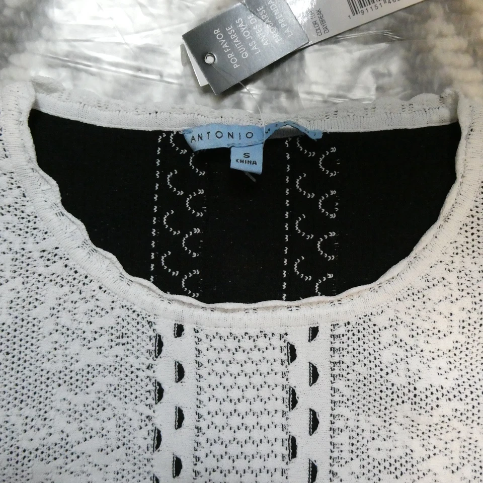 Nuevo vestido jacquard pequeño para mujer Antonio Melani 2 tonos marfil/negro Foto 4 de 4