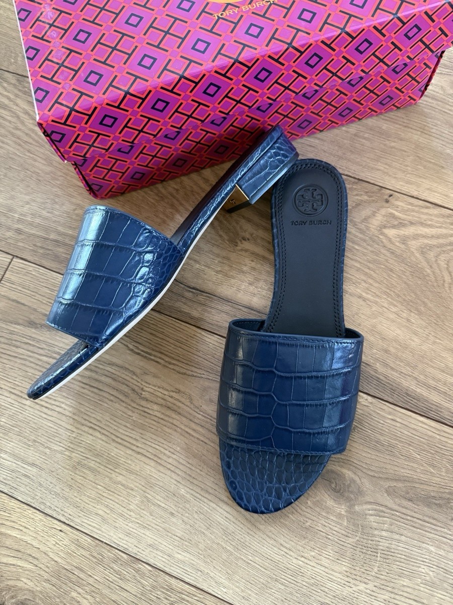 NEW TORY BURCH Martine Croc-effect Slides Sandal Shoes US