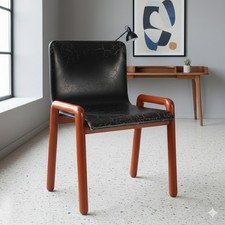 Sedia Vintage 'Dilos' Design G. Faleschini per Mariani Pelle Anni 70 Originale