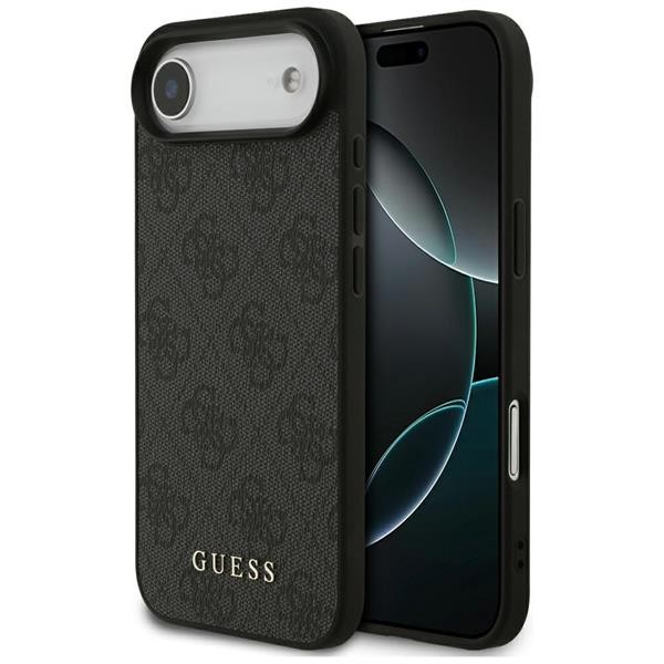 Case Guess iPhone 17 Air Kunstleder Grey Classic Logo Gold Metal