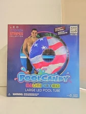 PoolCandy Illuminated Large LED Pool Tube – Stars & Stripes – 42” Float USA Flag