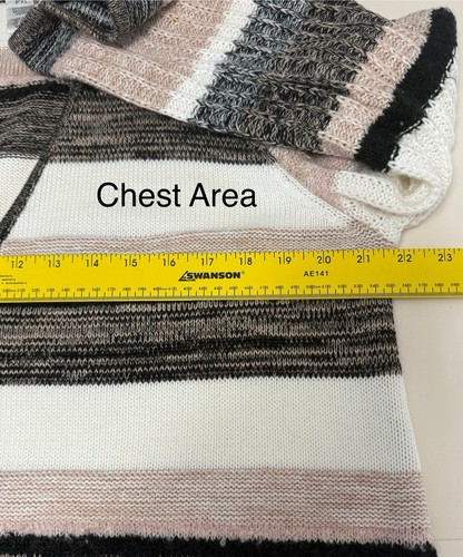Drapers & Damons Cardigan Sz PXL Black Beige White Stripes Cotton Wool Acrylic - Picture 7 of 13