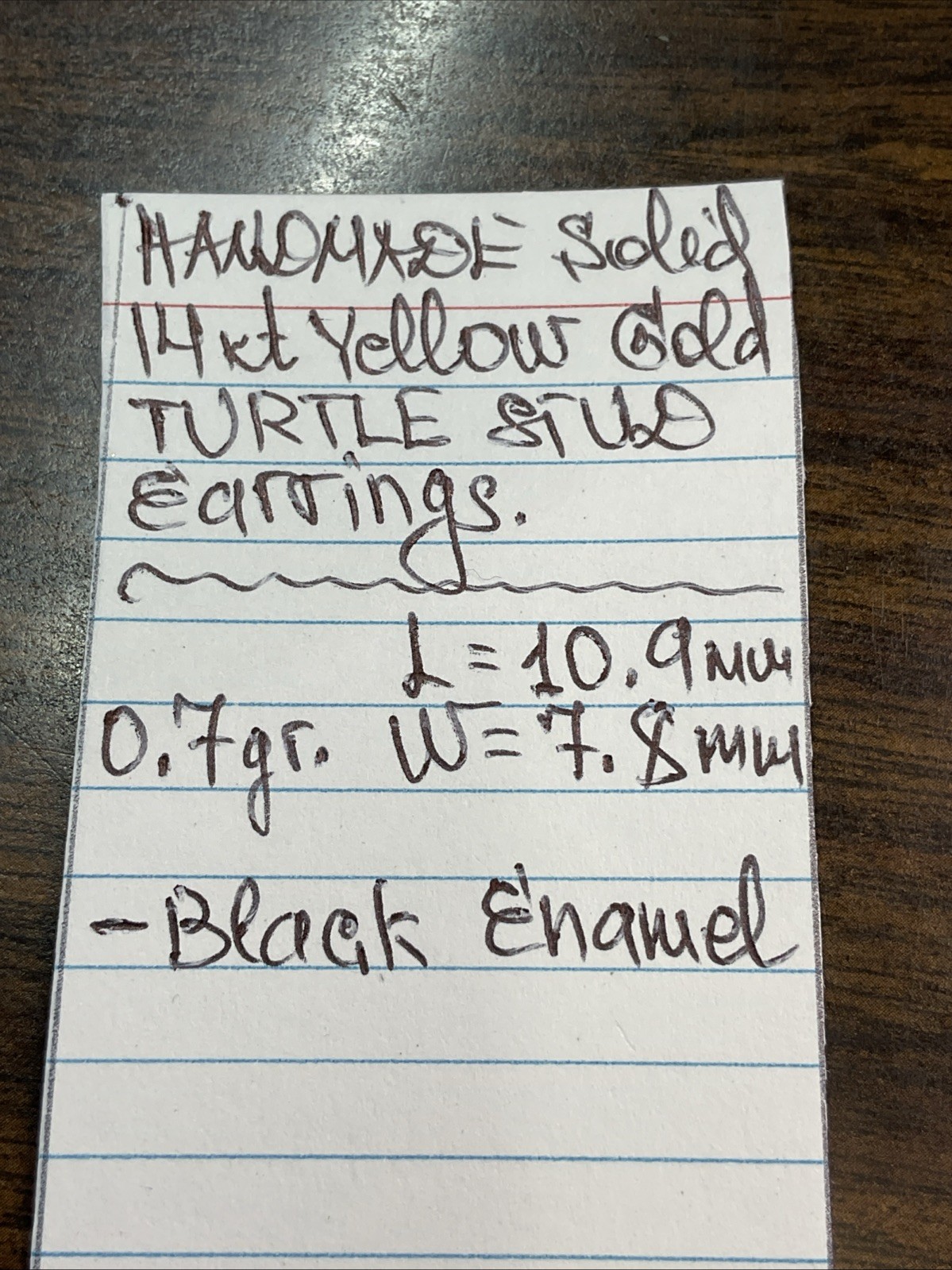 HANDMADE Solid 14K Yellow Gold TURTLE STUD Earrin… - image 17