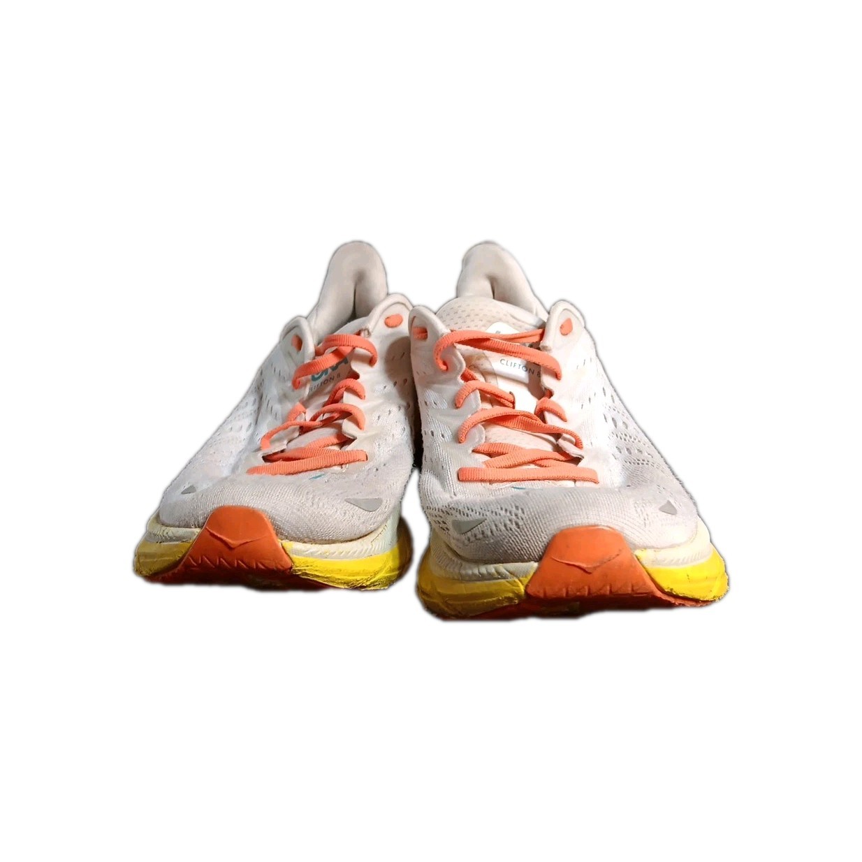 SAOLA Hoka Clifton 8 Wide Uomo 9 5 EE Bianco Grigio Arancione Giallo Max Imbottito Running