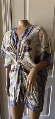 TORY BURCH Mosaic Silk Swimsuit Cover Up Women's Size XS Multicolor